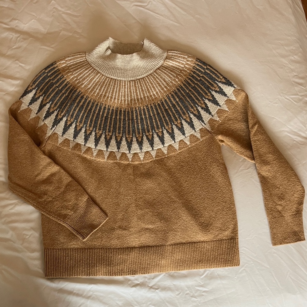 LOFT Womens Fairisle Mock Neck Sweater